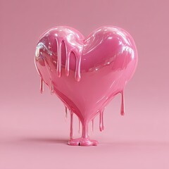 Pink heart melting, dripping gloss