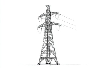 Silhouette of a tall metal electrical pylon