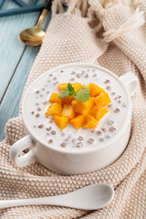 Hong Kong Mango Sago Dessert In Glass Bowl