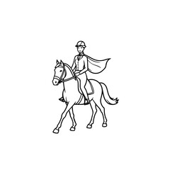 Black and white line art of a beautiful woman with perfect body riding horse elegant minimalist illustration