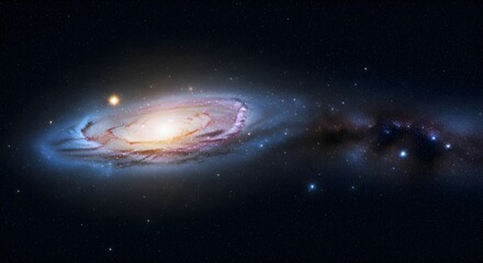 Fototapeta premium Cosmic Ribbon A Breathtaking Spiral Galaxy Unveiled in Deep Space Exploration