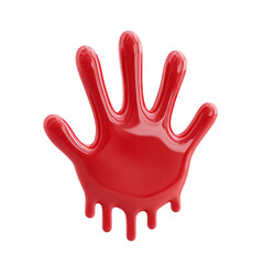 Red Paint Handprint Isolated Black.