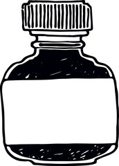 Glass small retro bottle linear drawing