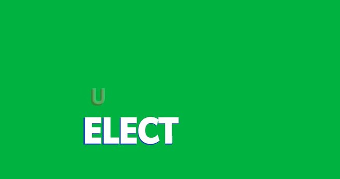 Animation of usa elections text in white letters on transparent background