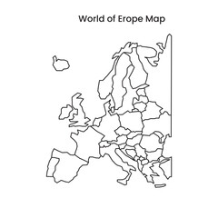 Europe Map Vector with Country Borders Continent Silhouette
