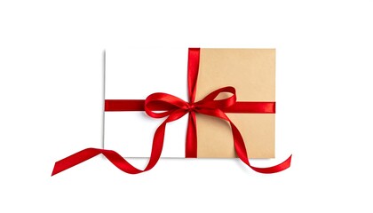 Gift envelope with red ribbon