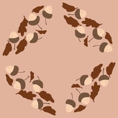 Autum Winter Pattern Background Illustration For Cover, Banner, Notes. Fall Winter Aesthetic Background.  Plant And Flower Pattern Background.