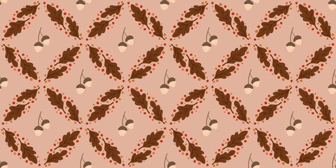 Autum Winter Pattern Background Illustration For Cover, Banner, Notes. Fall Winter Aesthetic Background.  Plant And Flower Pattern Background.