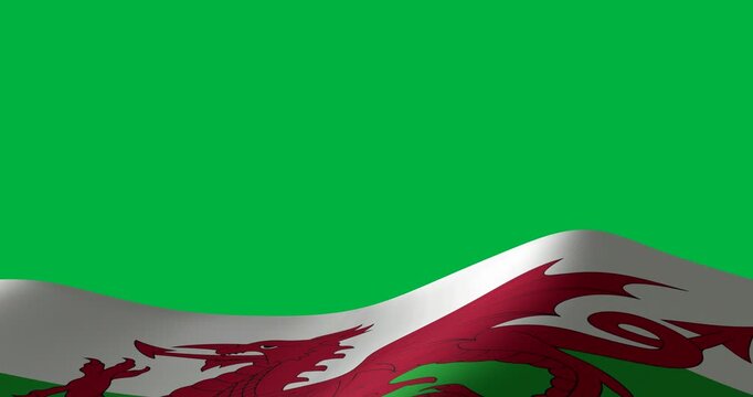 Animation of waving flag of wales on transparent background