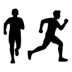 BLACK SILHOUETTE OF A RUNNING PERSON