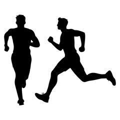 BLACK SILHOUETTE OF A RUNNING PERSON