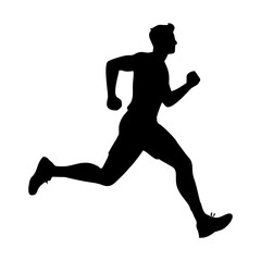 BLACK SILHOUETTE OF A RUNNING PERSON