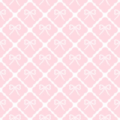 seamless pattern with pink square and bow