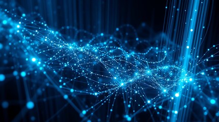 Obraz premium Futuristic Digital Data Network with Glowing Blue Connections