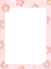 梅の花のフレーム　水彩背景素材