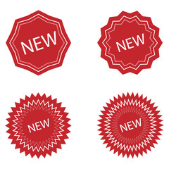 New Label collection set. Sale tags. Discount red banners and icons. Shopping Tags. Sale icons. Red isolated on white background, vector illustration EPS 10

