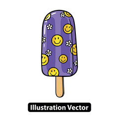 Happy Face Popsicle A Summer Treat Illustration