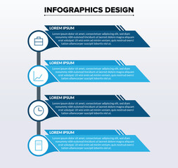 Infographics design with four steps isolated on white background for presentation