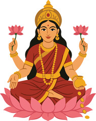 Lord Laxmi Vector Illustration for Your Design Projects