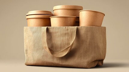Eco-Friendly Storage Containers in Reusable Tote Bag Display