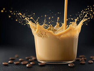 Dynamic Coffee Splash Abstract Background for Cafe Brand Identity or Social Media Banner