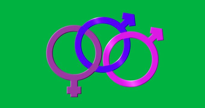 Designers using gender icons on clear bg, showing lavender female and blue and pink male symbols - Powered by Adobe