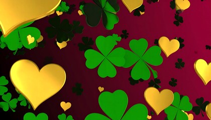 Gold hearts and green clovers