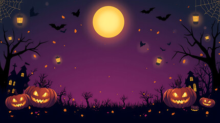 Halloween night background with pumpkin