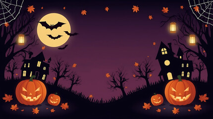 Halloween night background with pumpkin