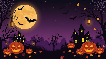 Halloween night background with pumpkin