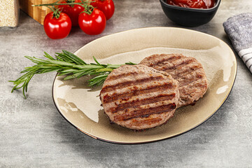 Grilled two beef burger cutlet