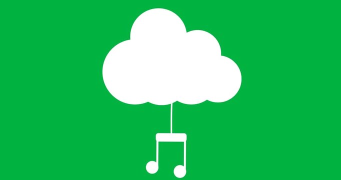 Designers adding technology icon with cloud stem and musical eighth note on transparent background