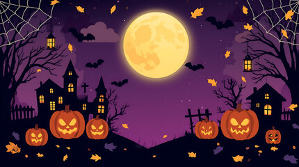 Halloween night background with pumpkin