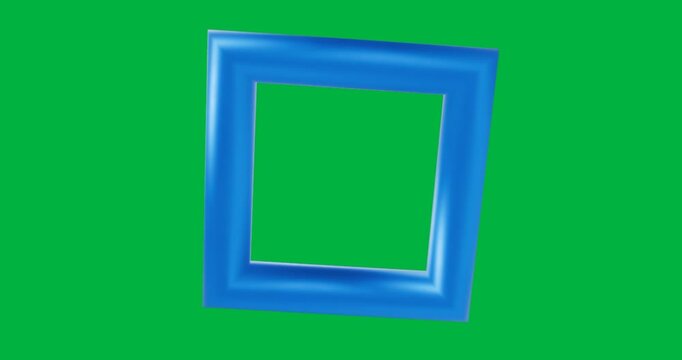 Blue tubular square frame floating in transparent space, illustrating technology and design concept