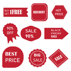 Set of sale stickers and promotional labels for advertising. Discount price tags for retail marketing. Special and best offer vector graphic elements collection isolated EPS 10
