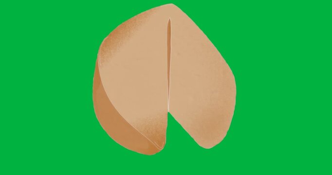 fortune cookie splitting on transparent background, showing grainy texture for marketing designs