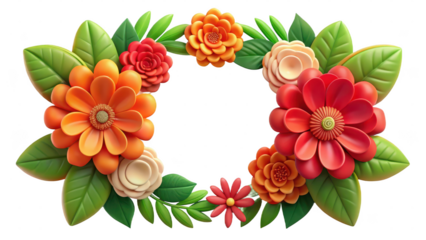 Floral arrangement with vibrant paper flowers art on transparent background