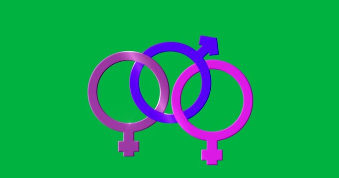 graphic designers using overlapping gender symbols on transparent backdrop showcasing equality idea