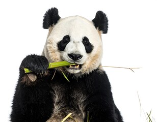 Obraz premium Close-up of a panda eating bamboo