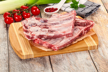 Raw pork ribs for cooking