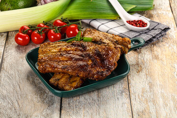 Tasty roasted pork ribs with spices