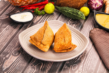 Indian cuisine - stuffed samosa pastrie