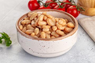 Canned white beans in the bowl