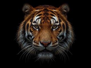 Fototapeta premium Tiger face on black background