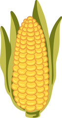 cute corn with husk vegetable food vector cartoon illustration