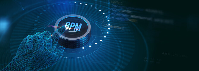 BPM Business process management system technology concept. 3d illustration