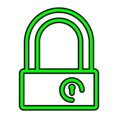 green lock icon, vector lock icon