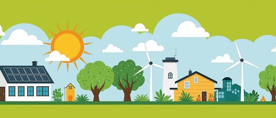 Fototapeta premium Renewable, Green energy and saving energy efficiency. sustainable energy sources, clean and eco friendly 