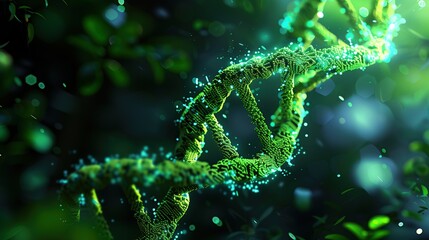 Green DNA helix graphic