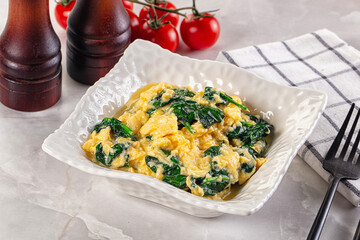 Omelette with spinach for breakfast